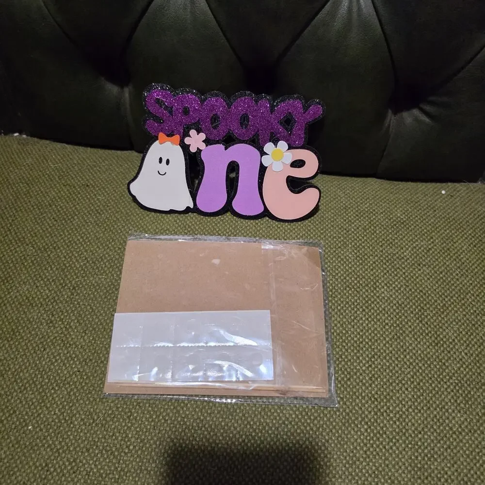 Halloween 1st Birthday Decorations Spooky One Cake Topper Ghost Purple Glitter